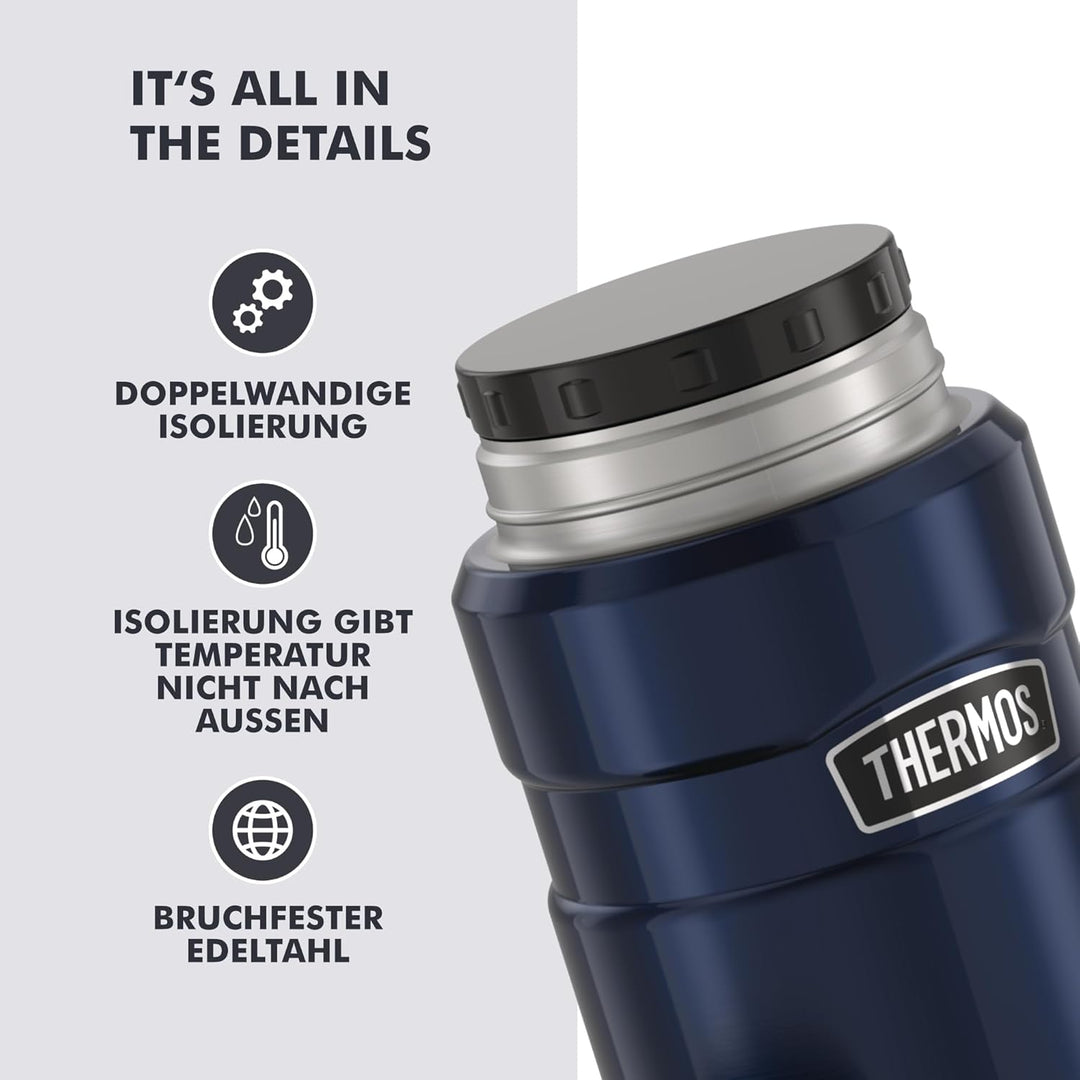 Thermos STAINLESS KING FOOD JAR 0,71l, midnight blue, Thermosbehälter aus Edelstahl, 14h heiss / 24h