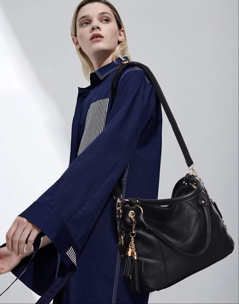 Kris Anna Hobo Quaste Damen Schultertaschen Handtasche Schwarz, Schwarz