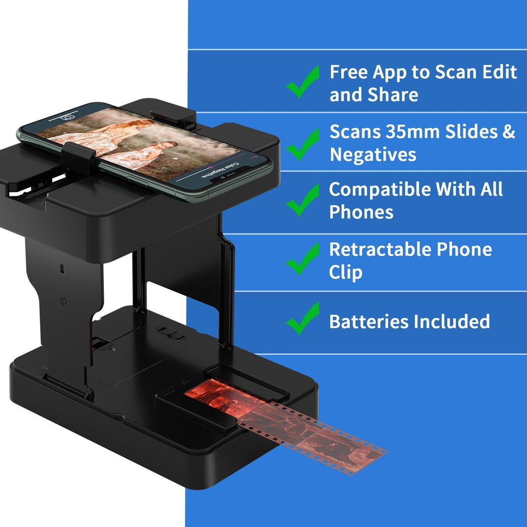 Mobile Film Scanner 35mm, Positiv- und Negativ-Diascanner, Dias und Negative zu Hause mit dem eigene
