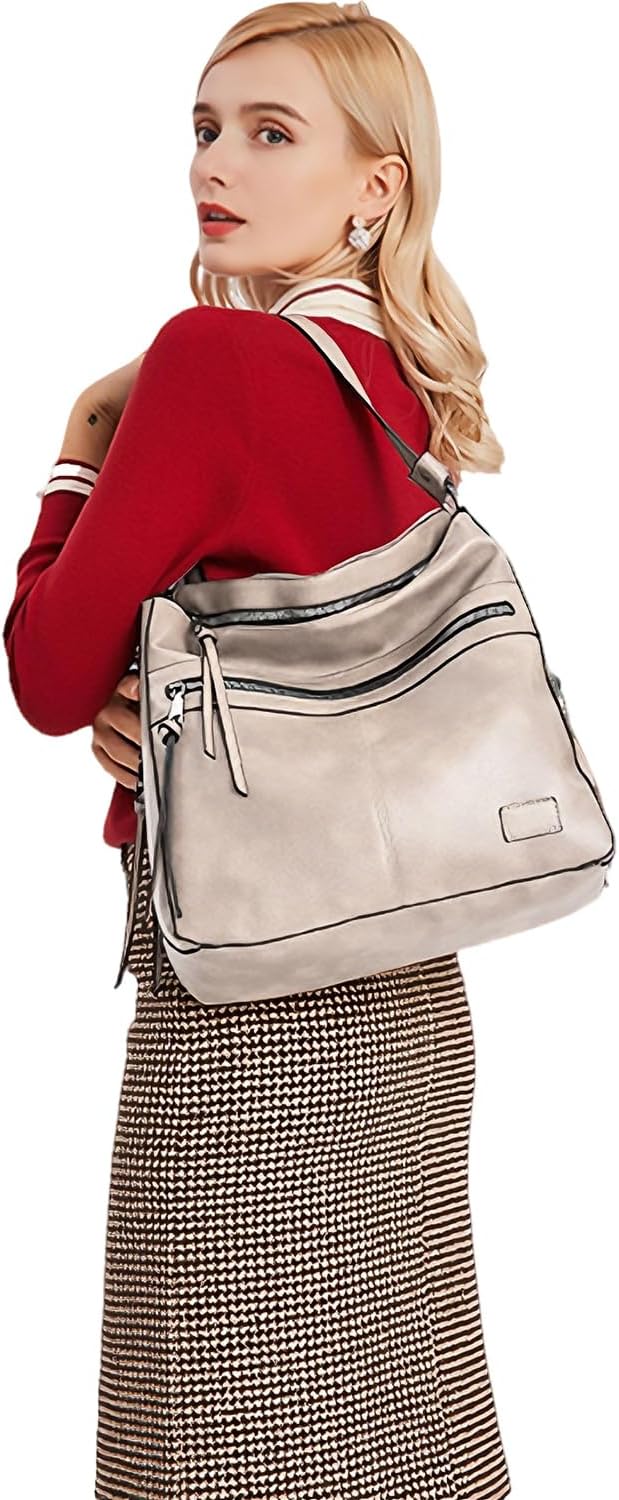 Lifetooler Handtaschen Set Gross Leder Tasche Schultertasche Hobo Taschen Damen Portemonnaie Geschen