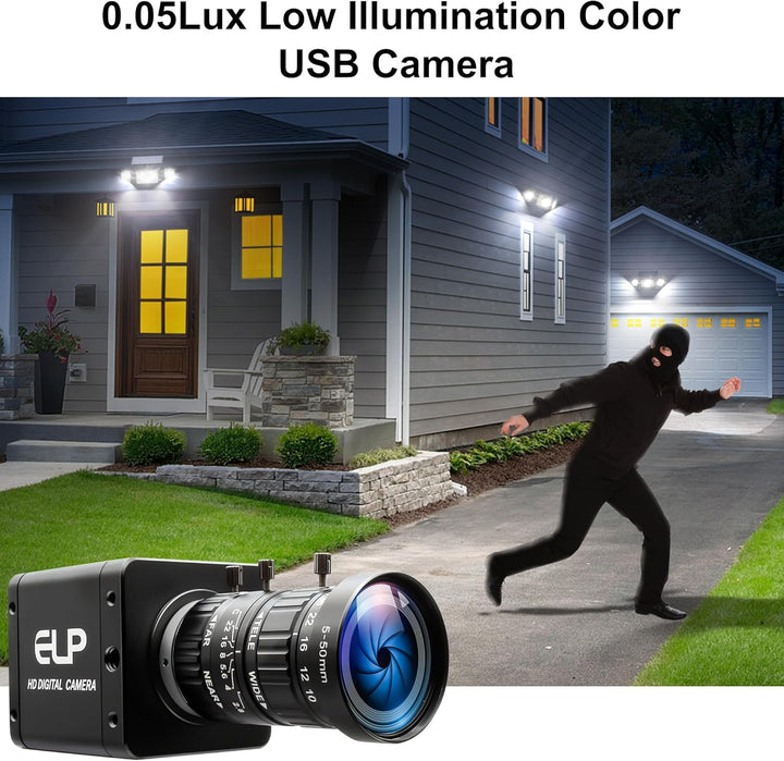 ELP 4K HDMI USB 3.0 Simultanausgangskamera, H.264 High Speed 60fps, Low-Light-Farb-Webcam mit Lich