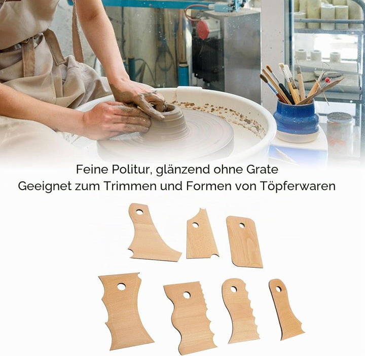 7 Stück Töpferei Trimming Tools Set Buche Holz Keramik Profil Rippe Bundle Fuss Formgeber Mehrere Fo