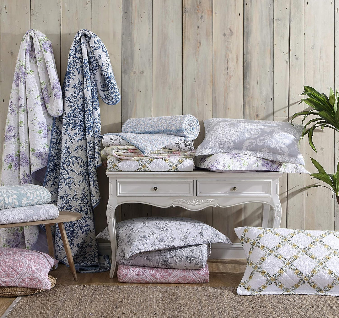 Laura Ashley Bettwäsche-Set Wendebettwäsche aus Baumwolle mit passenden Kissenbezügen, leichte Wohnk