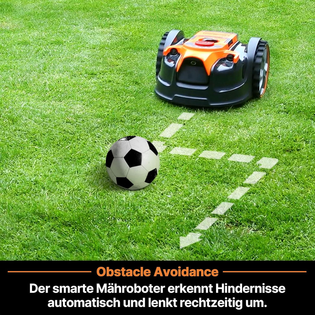 LawnMaster OcuMow™ Roboter-Rasenmäher mit kabellosem 24V MAX 10-Zoll-Gras-Trimmer-Kombi-Set, optisch