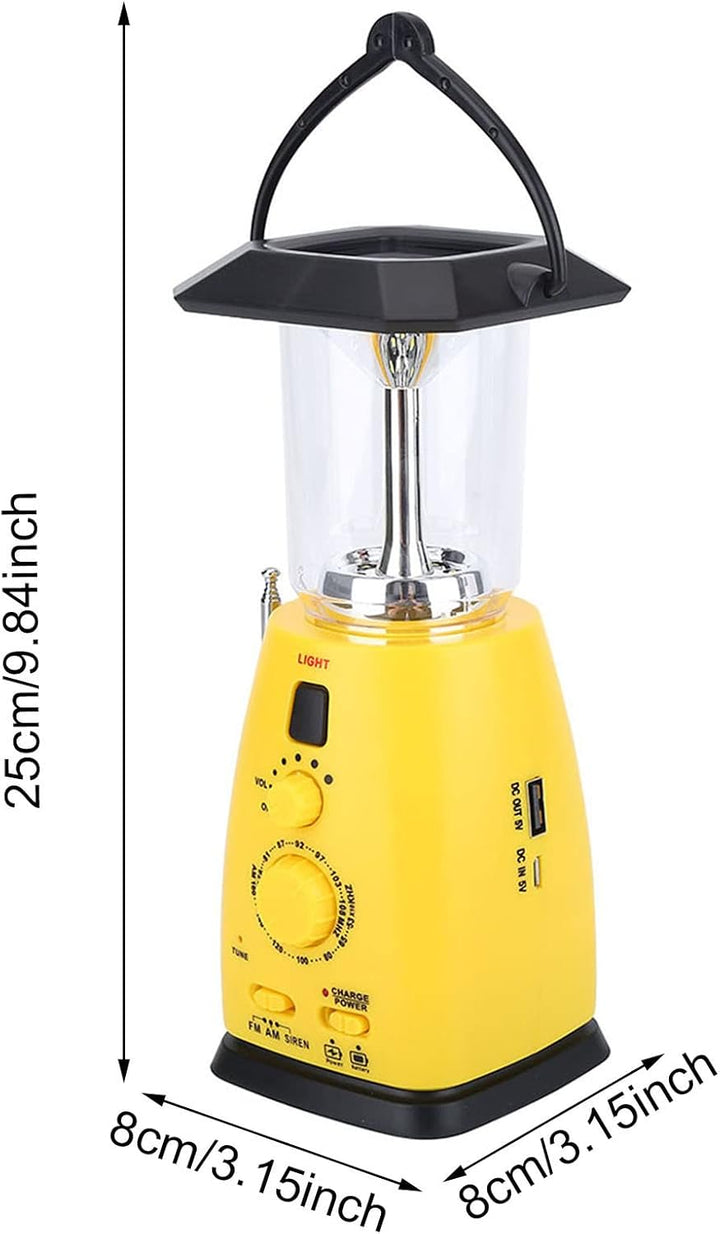 Elprico Dynamo Taschenlampe,Tragbar Kurbelradio mit Handyladefunktion Solar,Radio Kurbel Notfall mit