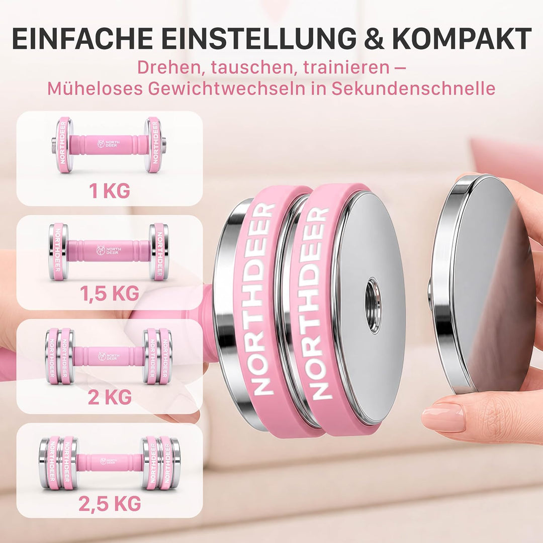 Northdeer Stahl Kurzhanteln - Ultrakompakte Einstellbare Hanteln 2,5kg 5kg 7,5kg 10kg 15kg 25kg mit