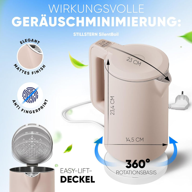 Stillstern Wasserkocher mit Temperatureinstellung [1,7L | 40-55-70-85-100°C], 12 Std. Warmhalten, Pr