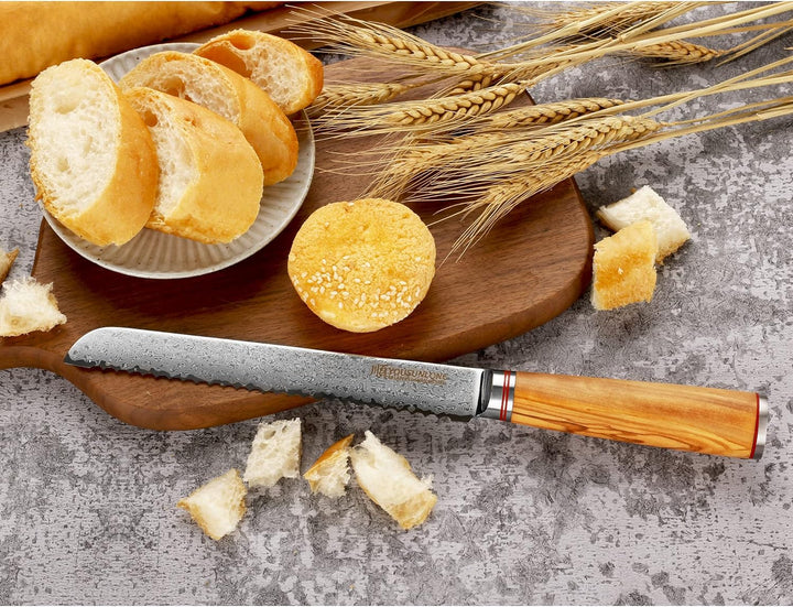 YOUSUNLONG Gezahntes Brotmesser 20,32 cm (67 Zoll) 67-lagiges Damaskus-Edelstahlmesser mit hohem Koh