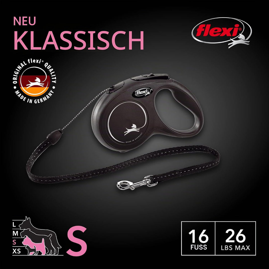 Flexi Classic Roll-Hundeleine (Seil), ergonomisch, langlebig und verhedderungsfrei, für Hunde bis zu