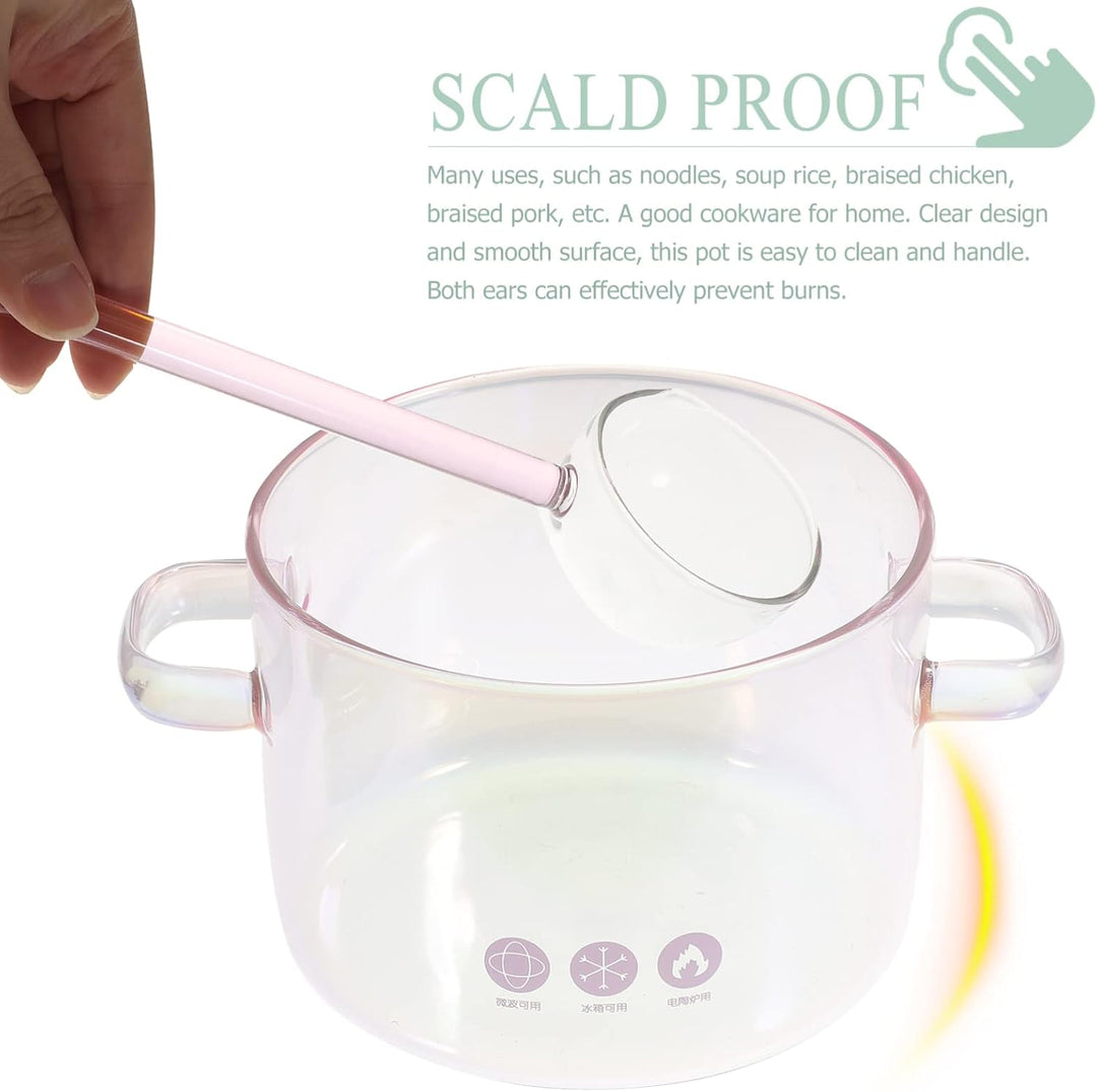 UPKOCH Pfannensets Glastopf Mit Deckel: Glas Mit Löffel 1. 5L Antihaftbeschichteter Suppentopf Sauce