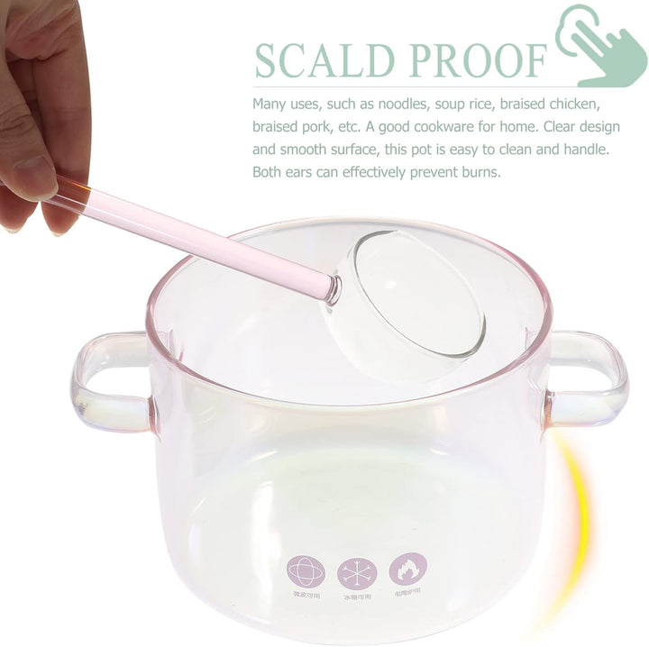 UPKOCH Pfannensets Glastopf Mit Deckel: Glas Mit Löffel 1. 5L Antihaftbeschichteter Suppentopf Sauce