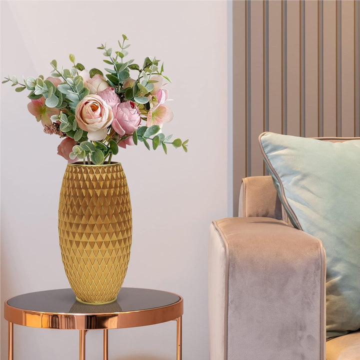 Suanti Dekorative Blumenvase, Gold Vase, Heimdekoration, Einweihungsgeschenk, mit Diamantmuster, bre