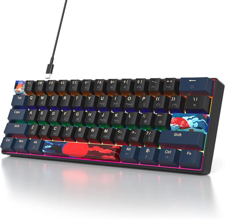 SOLIDEE mechanische Gaming Tastatur 60%,61 Tasten mit Lineare rote Schalter,kabelgebundene mechanisc