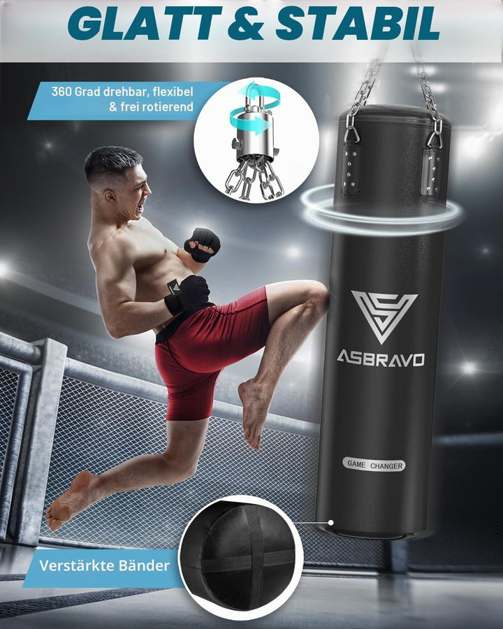 Boxsack für Erwachsene, 4ft PU schweren Boxsack Set 12OZ Handschuhe für MMA Muay Thai Kickboxen Trai