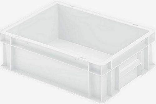 BRB 16x Euro-Stapelbehälter mit 2 Griffleisten, LxBxH 400x300x120 mm, 11 Liter, weiss