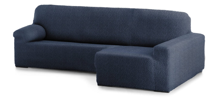 Abdeckung für Chaiselongue, L-Form, anpassbarer Stoff, langer Arm, rechts, Farbe 03 Blau 03 - Blau B