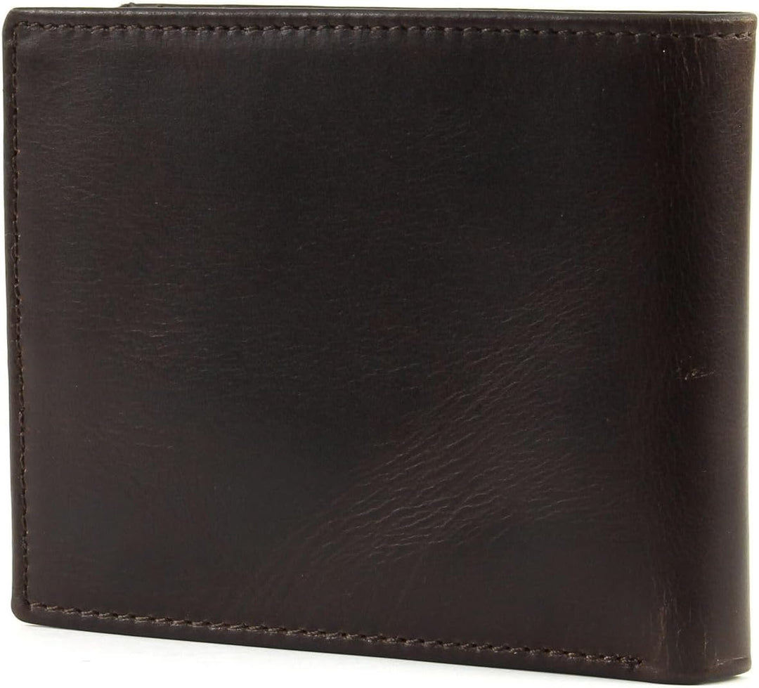 Fossil Brieftasche für Herren Derrick, 100% Leder Bifold Dunkelbraun 11,5 cm L x 2 cm B x 9 cm H ML3
