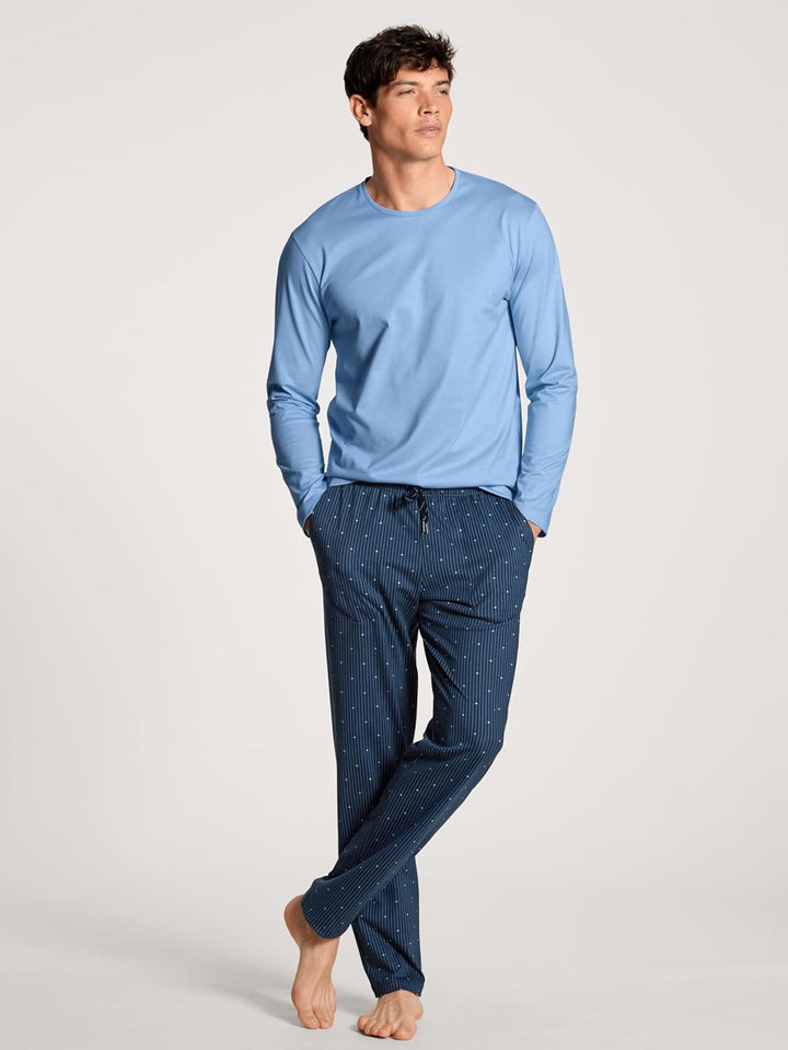CALIDA Remix Basic Sleep Hose Herren, 100% Baumwolle, mit Seitentaschen Indian Blue 56, Indian Blue