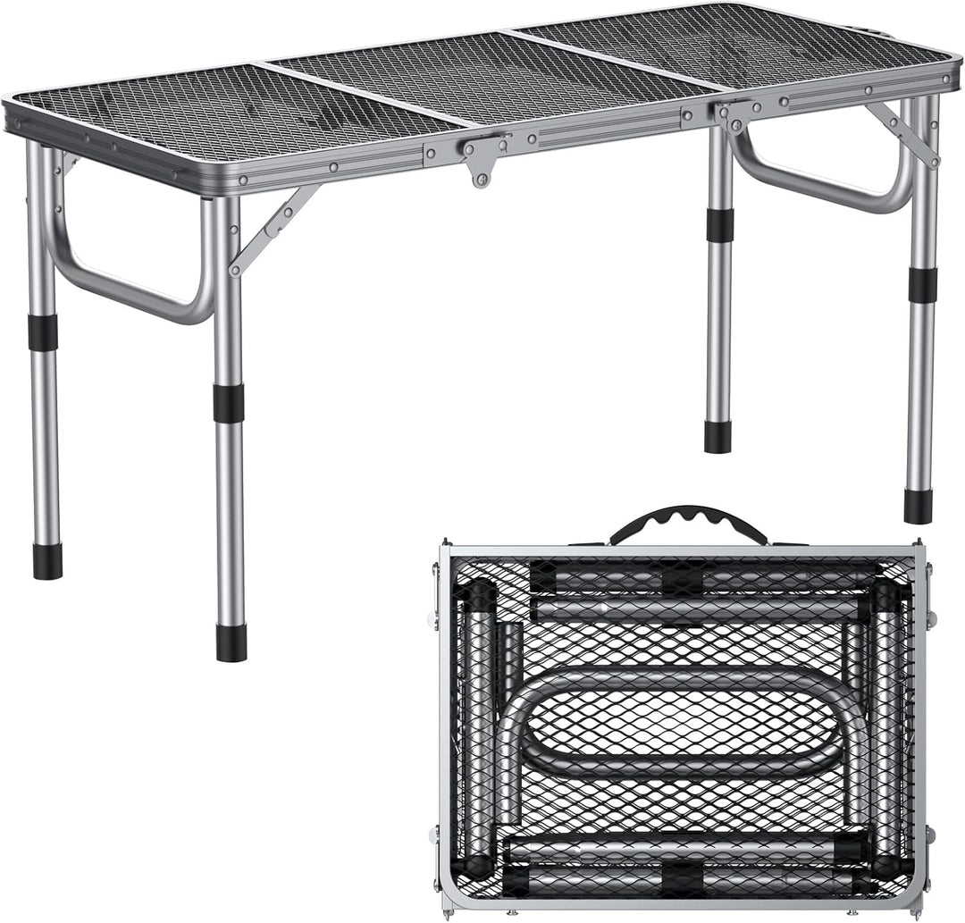 FUNYKICH Tragbarer Grilltisch 87 x 40cm,Campingtisch Klappbar mit 3 Höhen Verstellbarer(26/48/70cm)