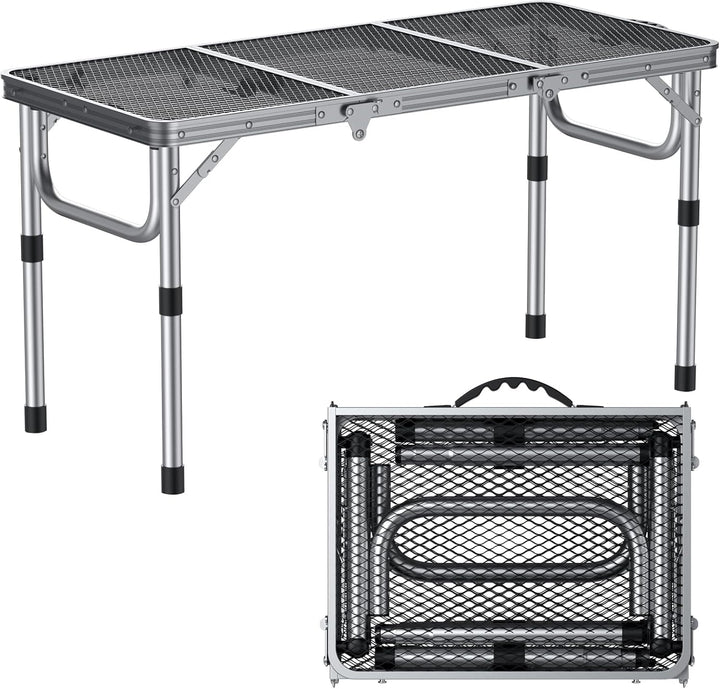 FUNYKICH Tragbarer Grilltisch 87 x 40cm,Campingtisch Klappbar mit 3 Höhen Verstellbarer(26/48/70cm)