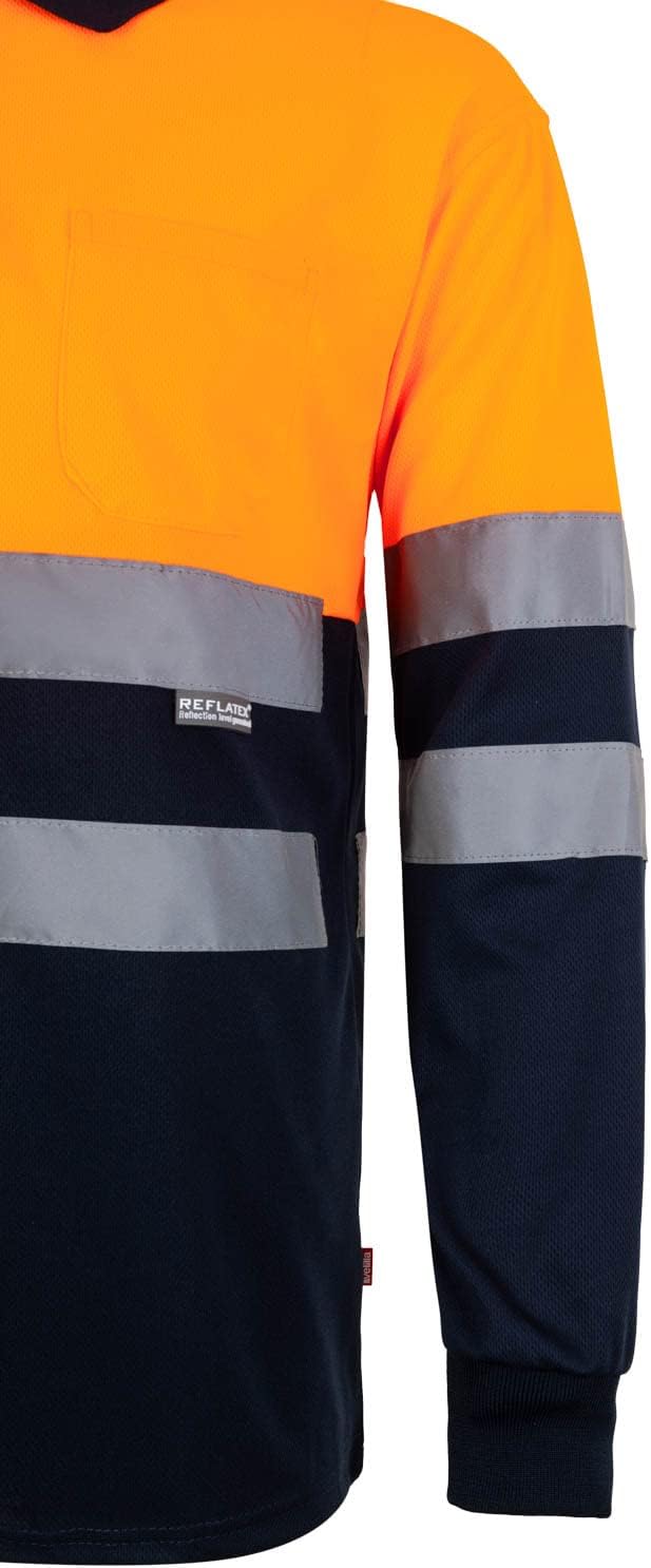 Velilla 175 - Signalshirt, langärmelig (Grösse XXXL) Farbe marineblau und orange fluoreszierend XXL