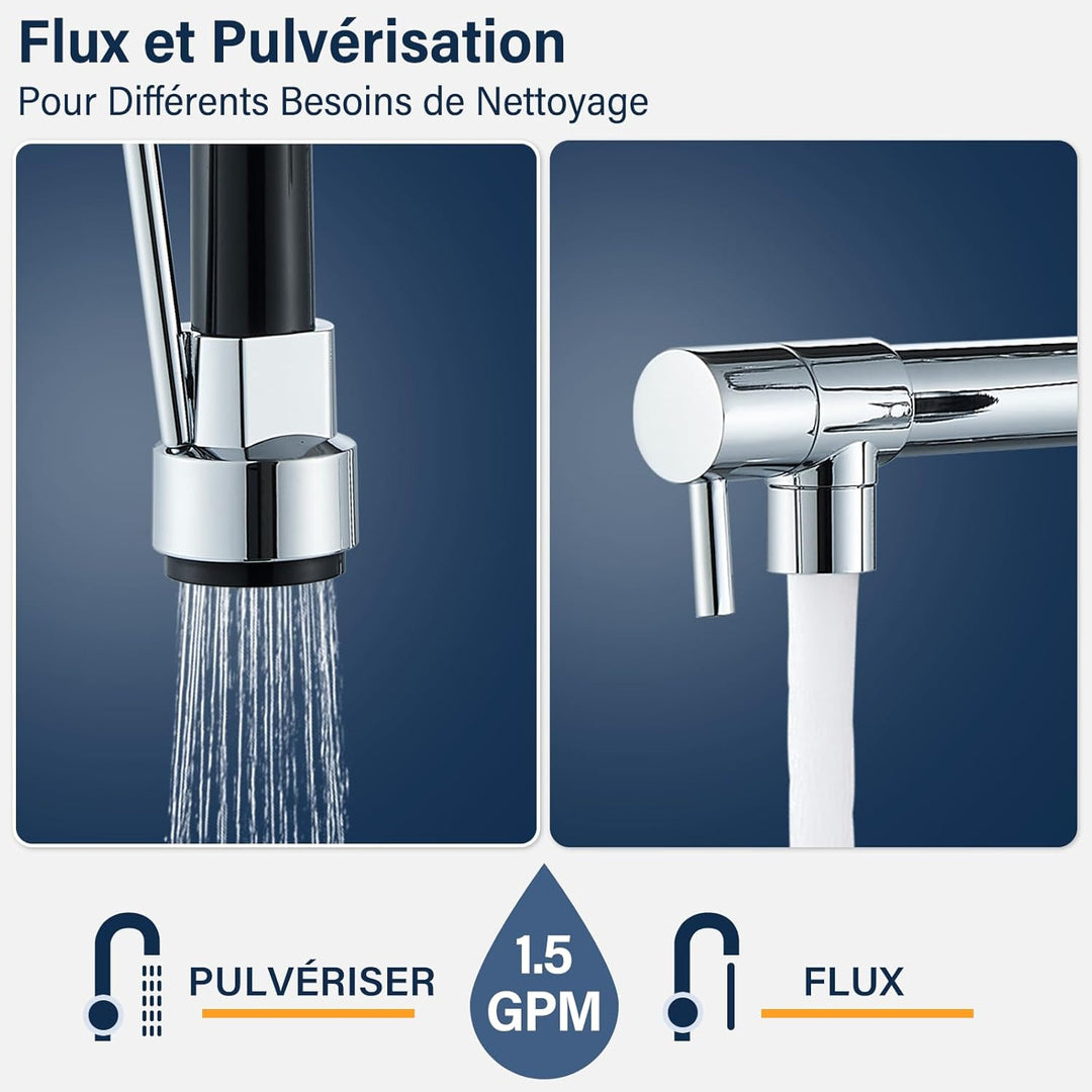 Saeuwtowy Küchenarmatur mit 2 Strahlarten, Einhebelmischer, Wasserhahn, Sprühflasche, Doppelfunktion