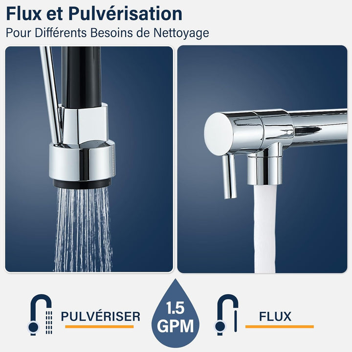 Saeuwtowy Küchenarmatur mit 2 Strahlarten, Einhebelmischer, Wasserhahn, Sprühflasche, Doppelfunktion