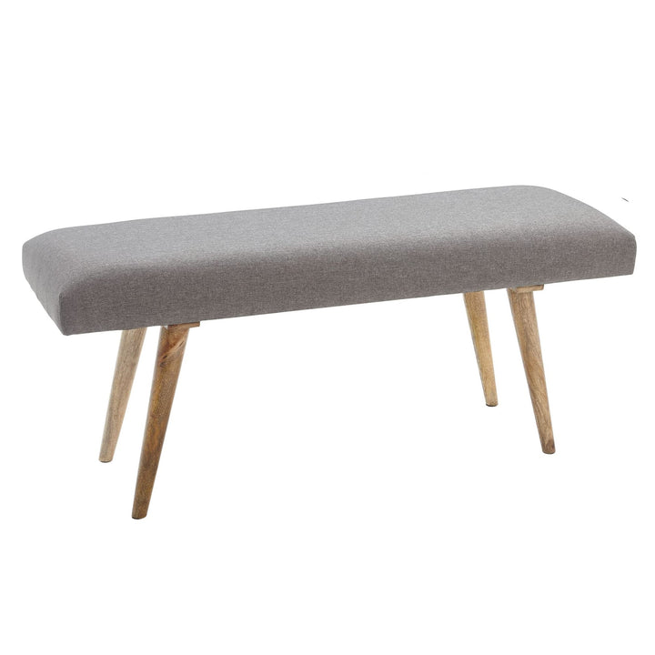 FineBuy Sitzbank Stoff/Massivholz Bank grau 117x51x38 cm im Retro Stil, 2er Polsterbank Flur, Gepols