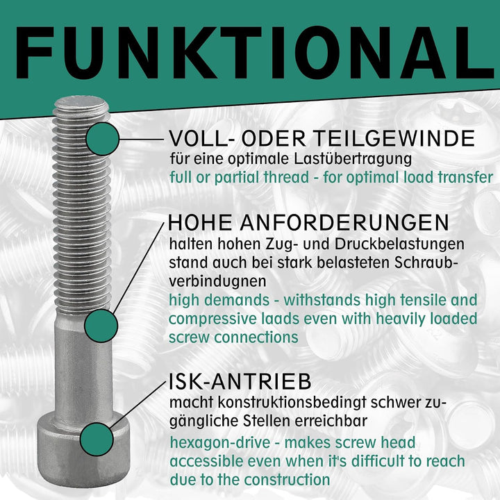 Zylinderschraube mit Innensechskant nach Norm DIN 912 / ISO 4762 Teilgewinde rostfreier Edelstahl A2