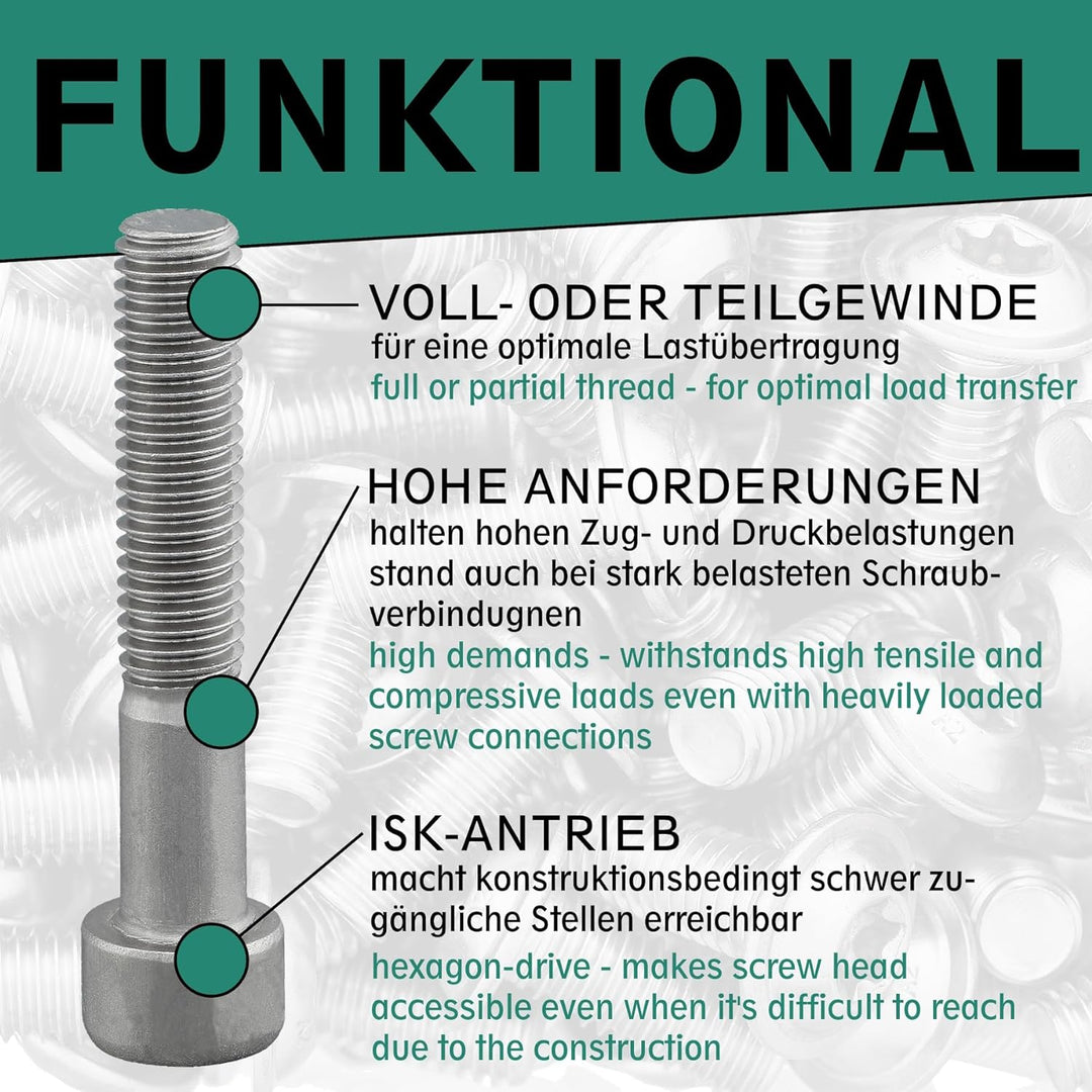 Zylinderschraube mit Innensechskant nach Norm DIN 912 / ISO 4762 Teilgewinde rostfreier Edelstahl A2