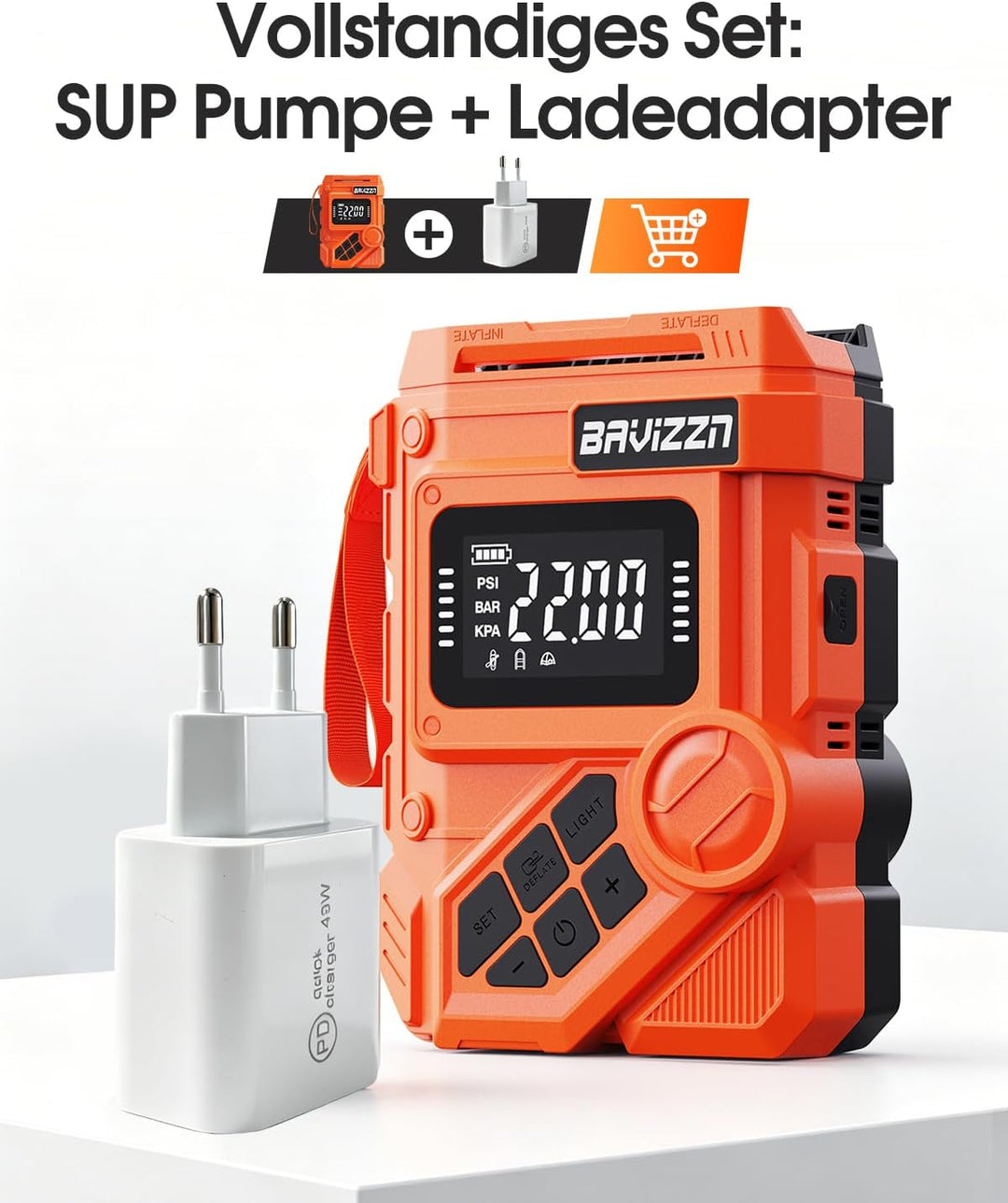 22PSI Akku Sup Elektrische Pumpe 12V DC Sup Pumpe Elektrisch Mit Akku 59.2WH Typ-C-Anschluss Inflato