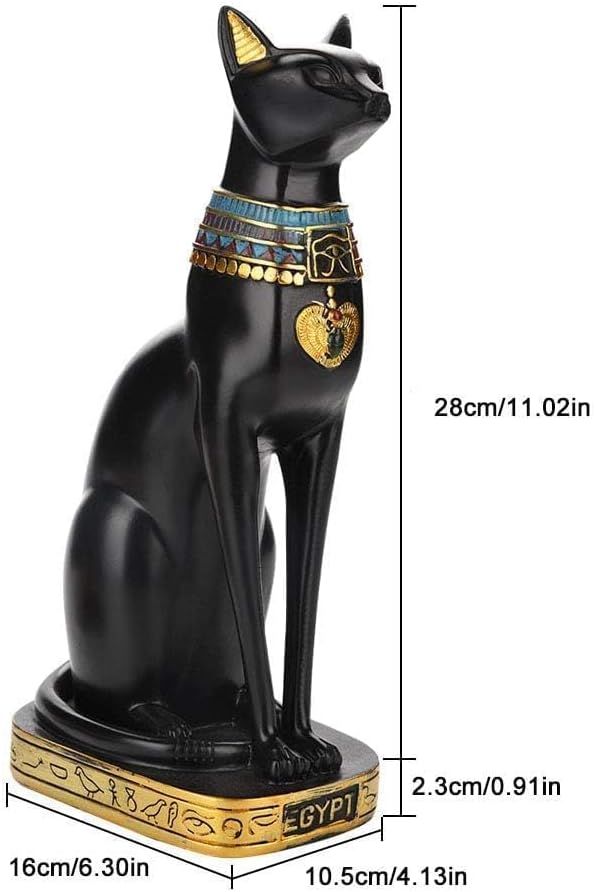 Cyrank Ägyptische Katzengöttin, Bastet Katze Sammlerstück Katzengöttin Statue mit Harz Ägyptische Ka