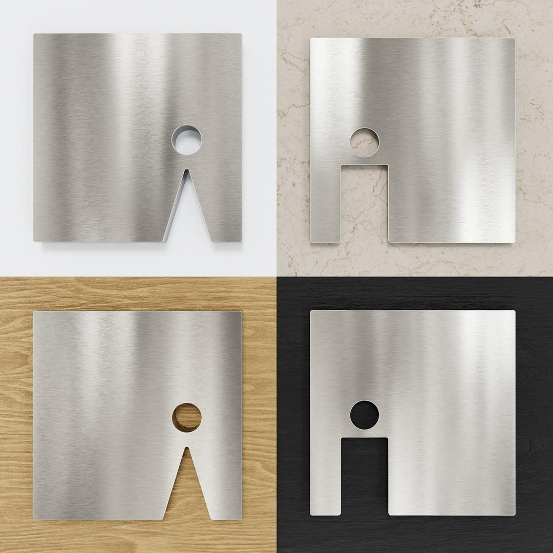 Edelstahl WC-Schilder Set – selbstklebend & pflegeleicht – Design Toiletten-Schilder – T.03.E