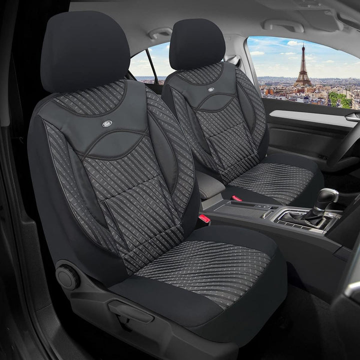 BREMER SITZBEZÜGE Mass Schonbezüge für Ford Tourneo Transit Connect 2FL 115 115 - Schwarz/Grau Muste