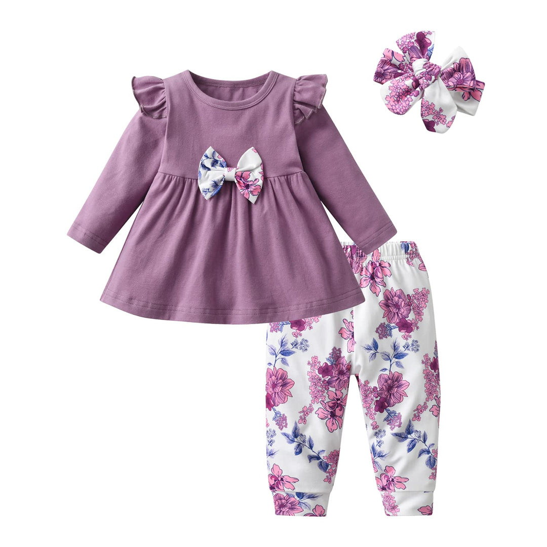 Baby Mädchen Kleidung Langarm Ruffle Tops und Floral gedruckt Hosen Kleinkind Baby Mädchen Outfits S