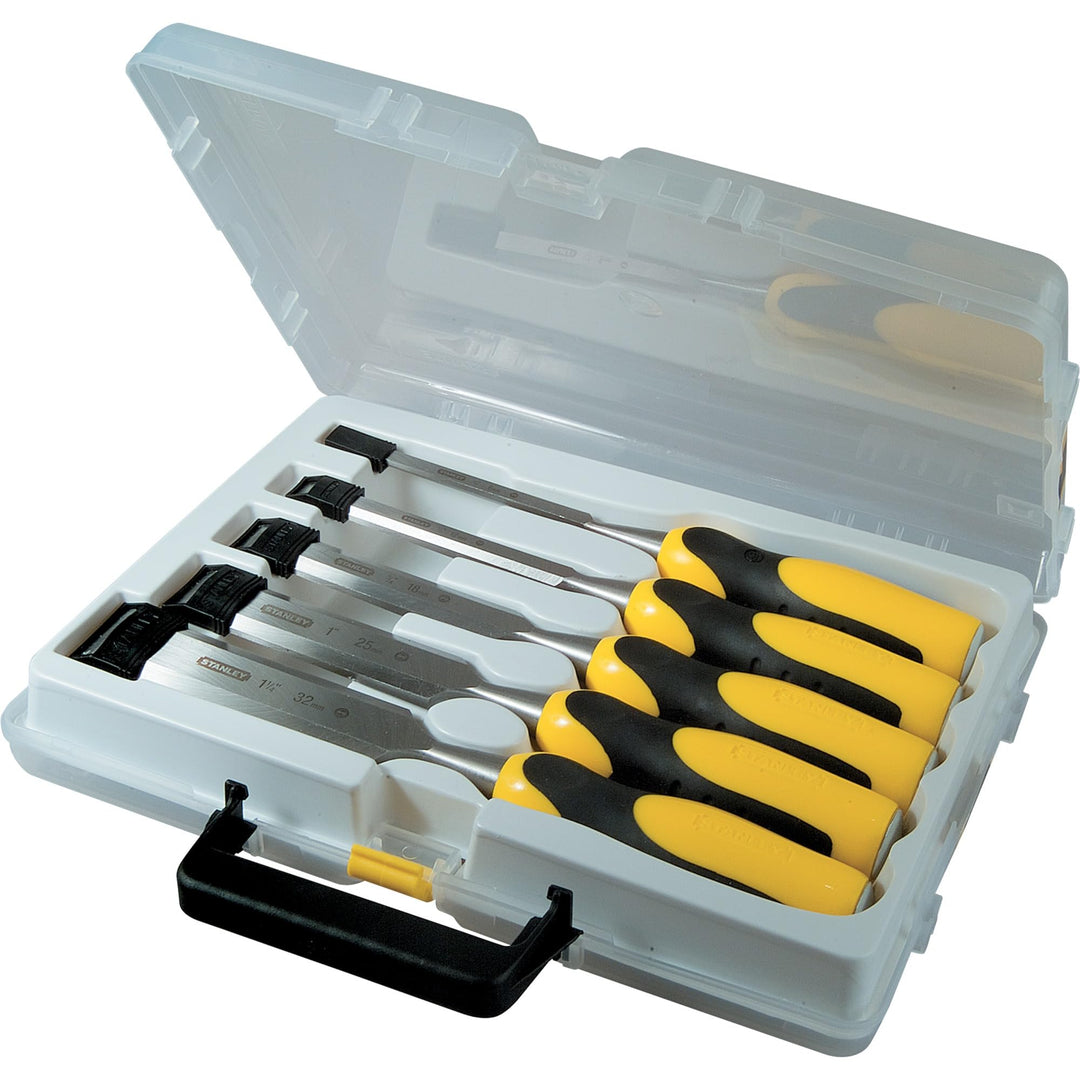 Stanley Dynapgrip Stechbeitel-Set (5-teilig, 6/12/18/25/32 mm Beitelbreite, Chrom-Stahl Legierung, e