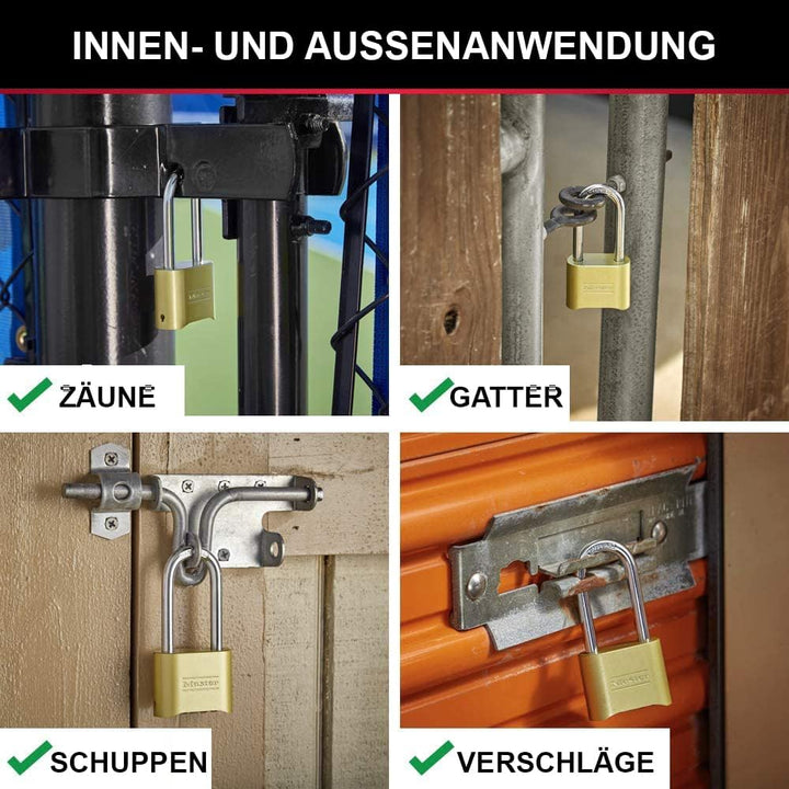 Master Lock 175EURDLH Zertifiziertes Zahlenschloss mit massivem Gehäuse und Langem Bügel, Gold, 10,7