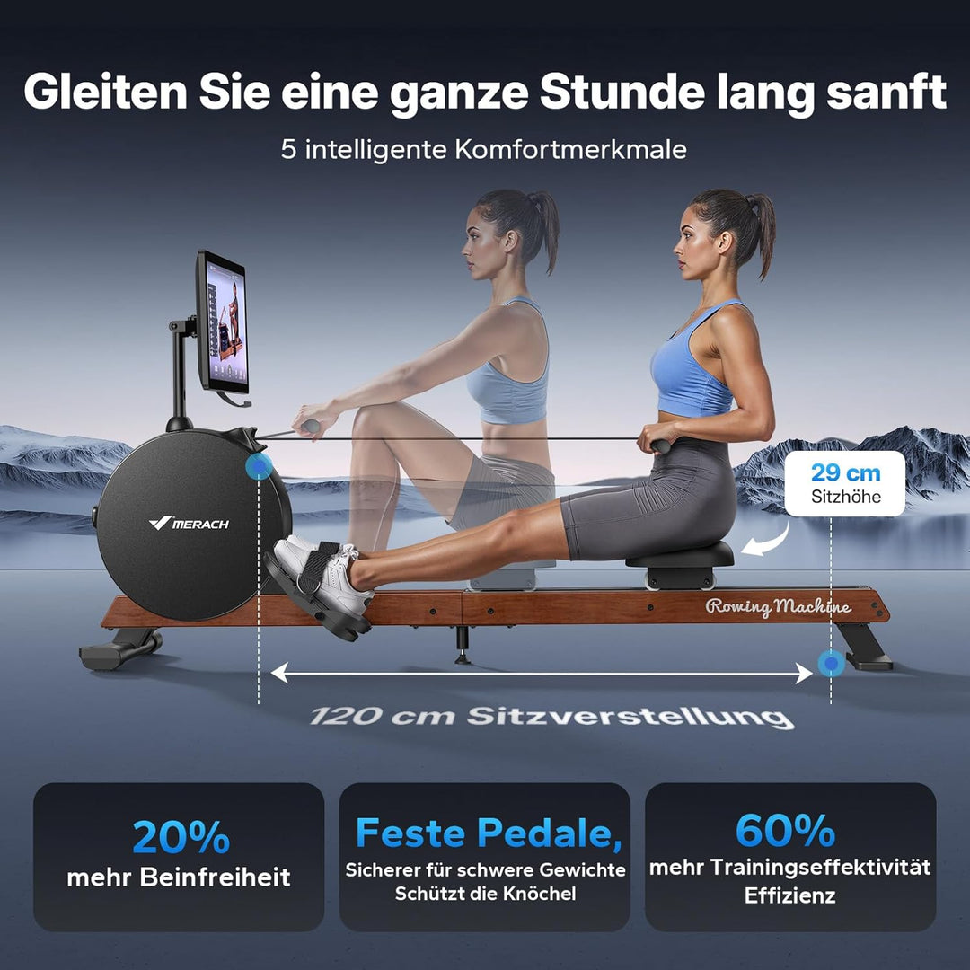 MERACH Rudergerät für Zuhause, Eigenerzeugung, Verbesserter Magnetischer Spitzenwiderstand von 60 kg