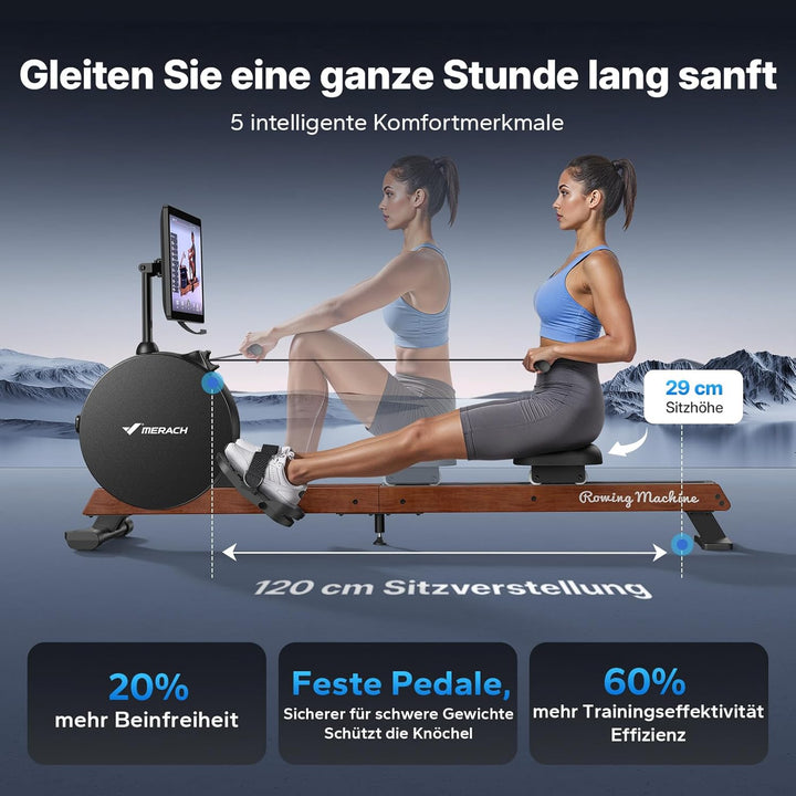 MERACH Rudergerät für Zuhause, Eigenerzeugung, Verbesserter Magnetischer Spitzenwiderstand von 60 kg