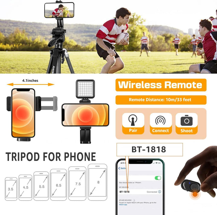 Kamera Stativ, Arsoer 152 cm Stativ mit Fluidkopf für Sony/Canon/Nikon Kamera, Aluminium Handy Stati