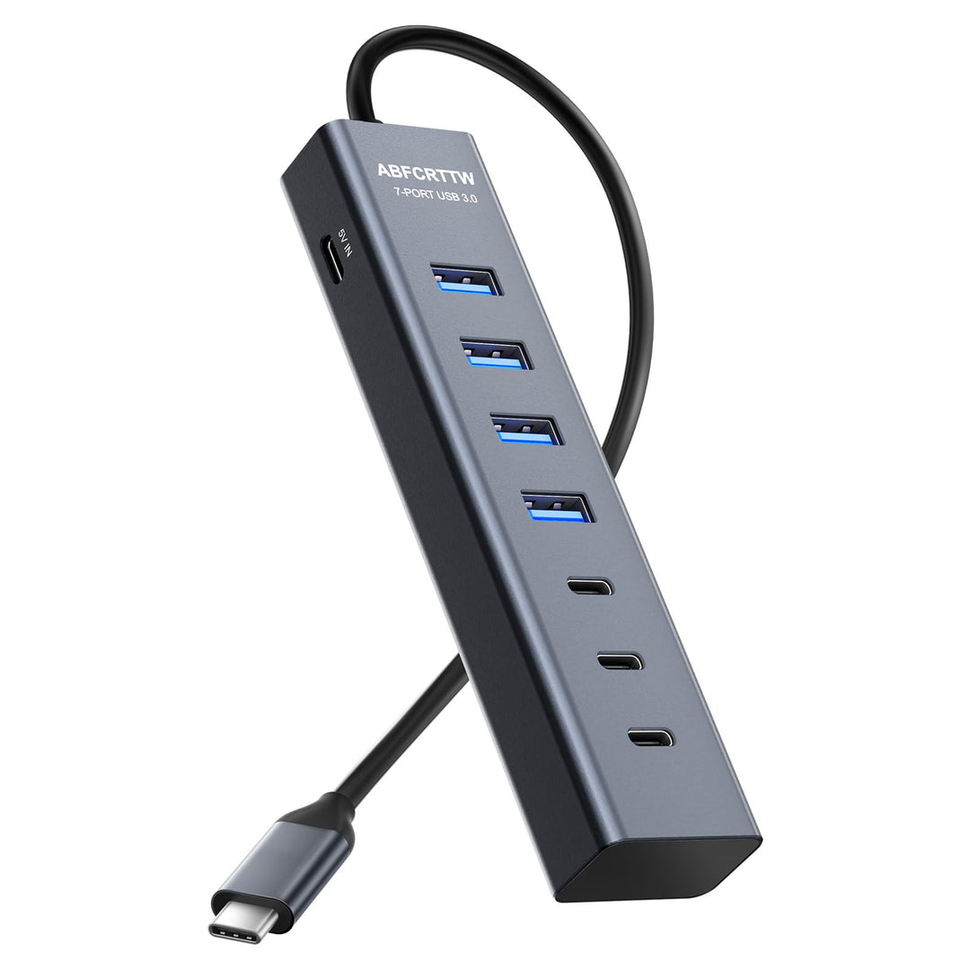 USB C auf USB Adapter, Aluminium USB C Hub 5Gbps Mit 4 USB-A & 3 USB-C Port, USB C Verteiler Mehrfac