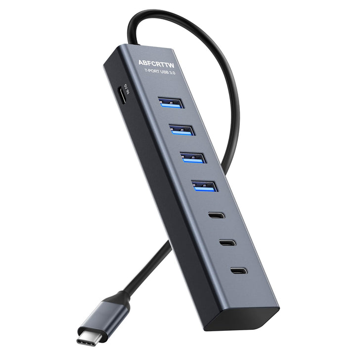 USB C auf USB Adapter, Aluminium USB C Hub 5Gbps Mit 4 USB-A & 3 USB-C Port, USB C Verteiler Mehrfac