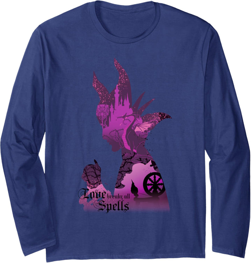 Disney Sleeping Beauty Maleficent Purple Silhouette Fill Langarmshirt