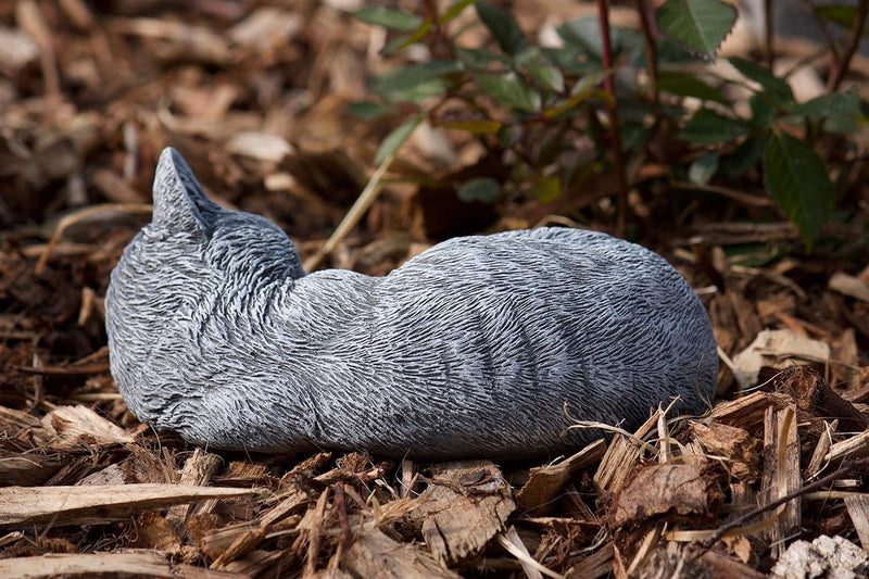 Steinfigur kleine Katze Tinka eingerollt (8x17x14 cm), Frost- und wetterfest bis -30°C, massiver Ste