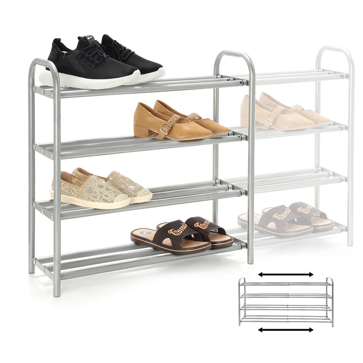 GUANJUNE 4-stufiger ausziehbarer Schuhregal-Organizer,Robustes Metallregal für bis zu 20 Paar Schuhe