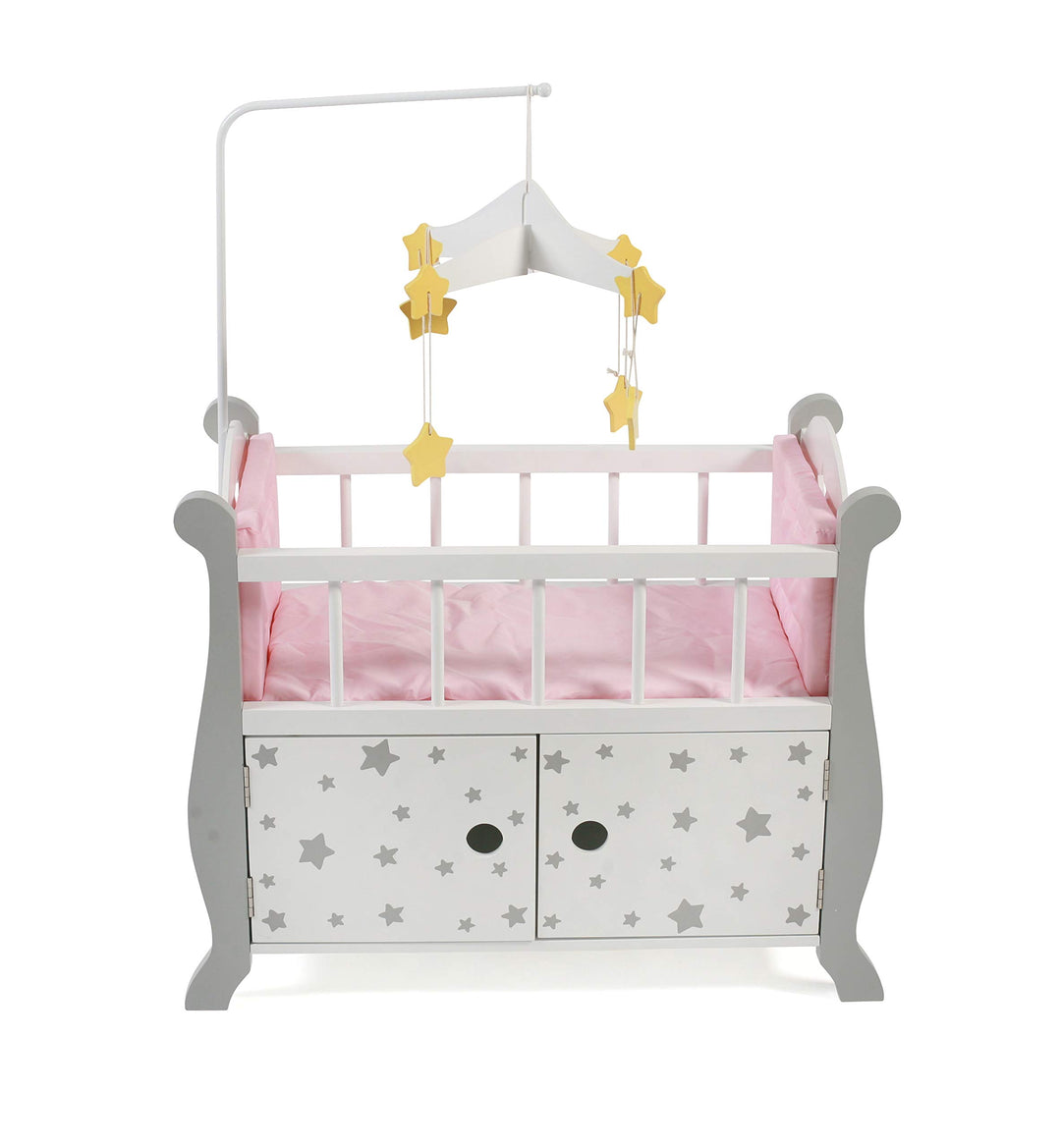 Bayer Chic 2000 - Puppenbett mit Mobile, Puppenmöbel, Puppenzubehör, Stars grau