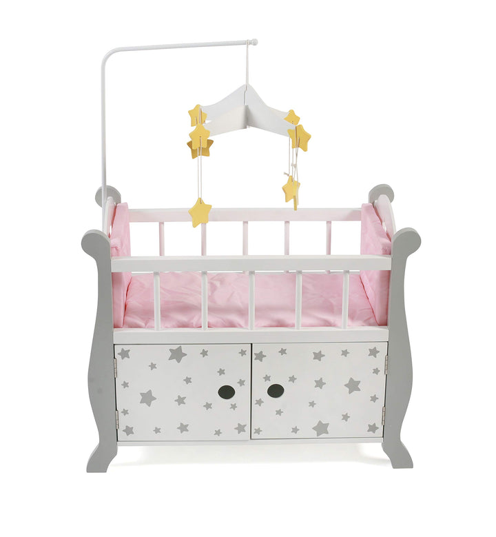 Bayer Chic 2000 - Puppenbett mit Mobile, Puppenmöbel, Puppenzubehör, Stars grau