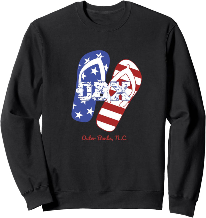 Outer Banks NC Amerikanische Flagge Patriotisches OBX Flip Sweatshirt