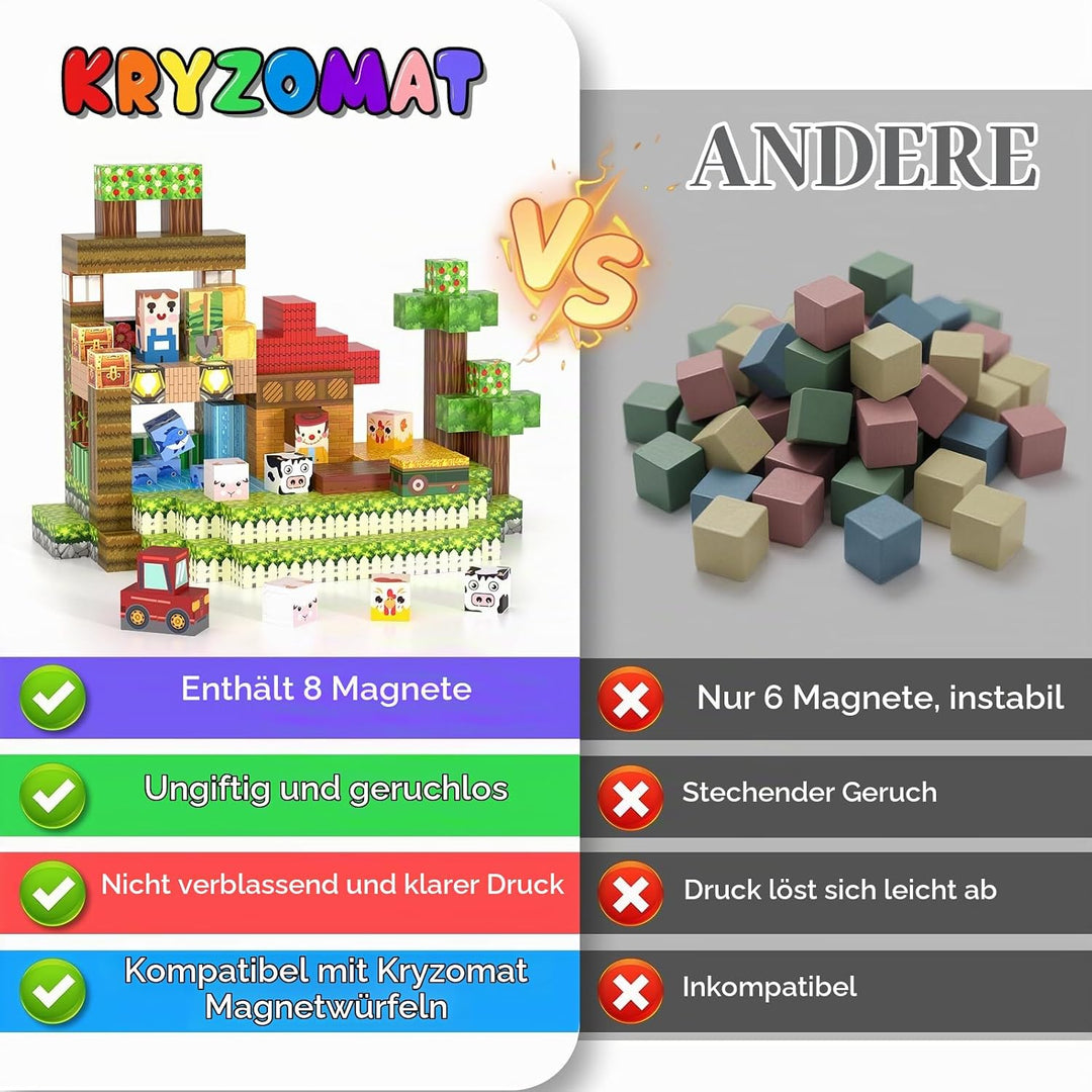 Magnetische Bausteine 200 Stück, Magnetbausteine für ab 6 Jahre Kinder Jungen Mädchen, Magnetic Bloc