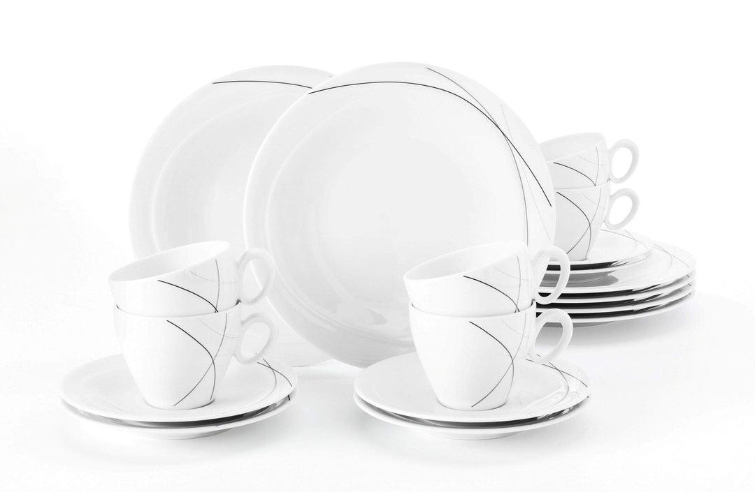 Seltmann Weiden 001.706998 Porzellan Kaffeeservice 18-teilig Trio Highline, Weiss Trio 18-tlg., Trio